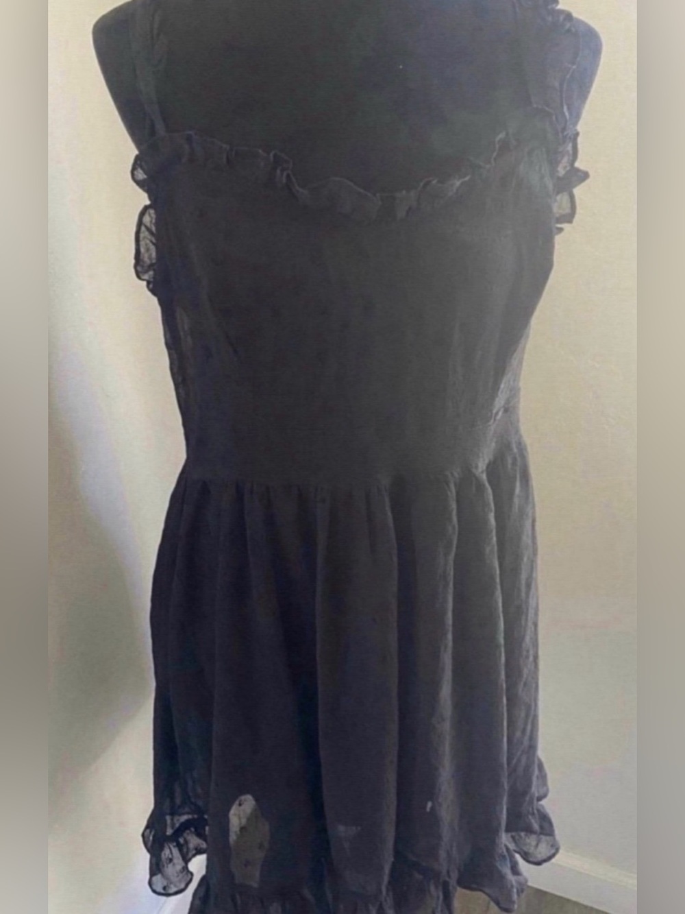 Women’s Rag & Bone Black Ruffled Sleeveless Dress (Size L)